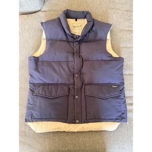 Woolrich Mens Down Puffer Vest Size Medium Snap & Zip up Blue
